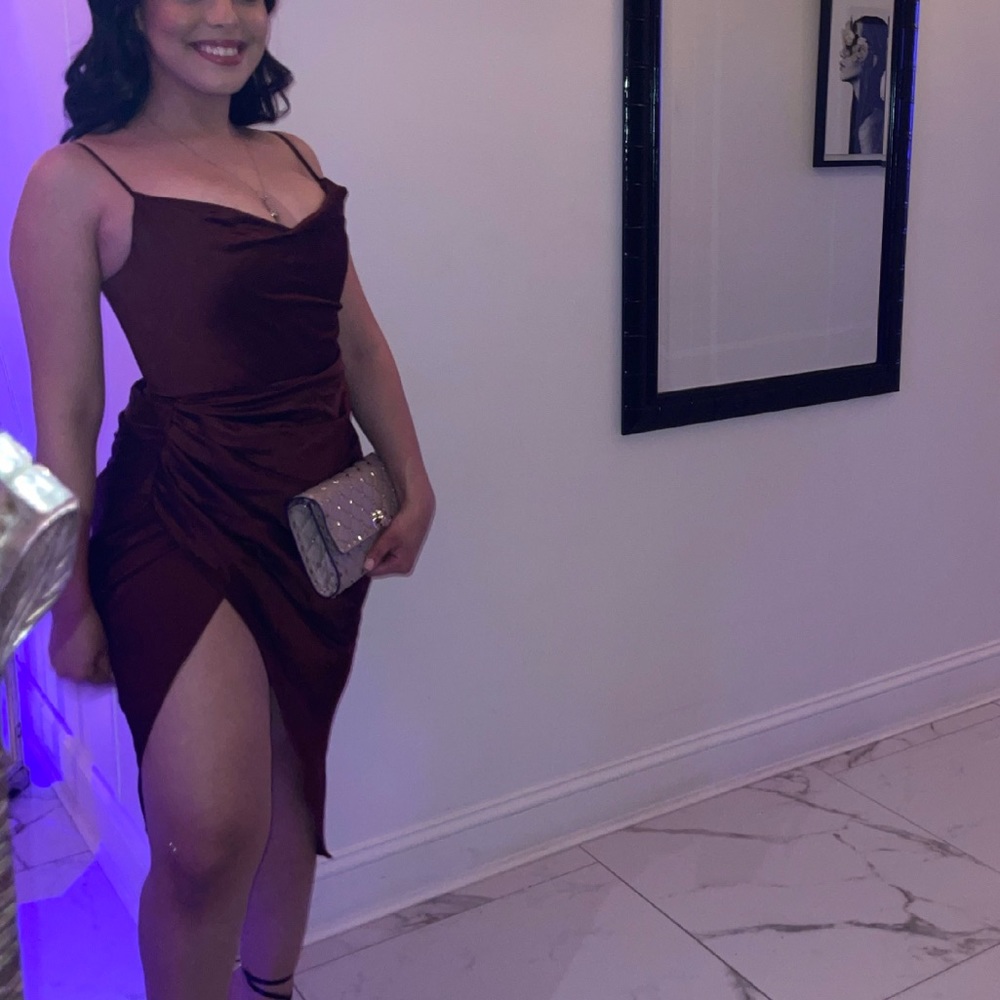 RAISIN SATIN BALCONY CORSET DRESS